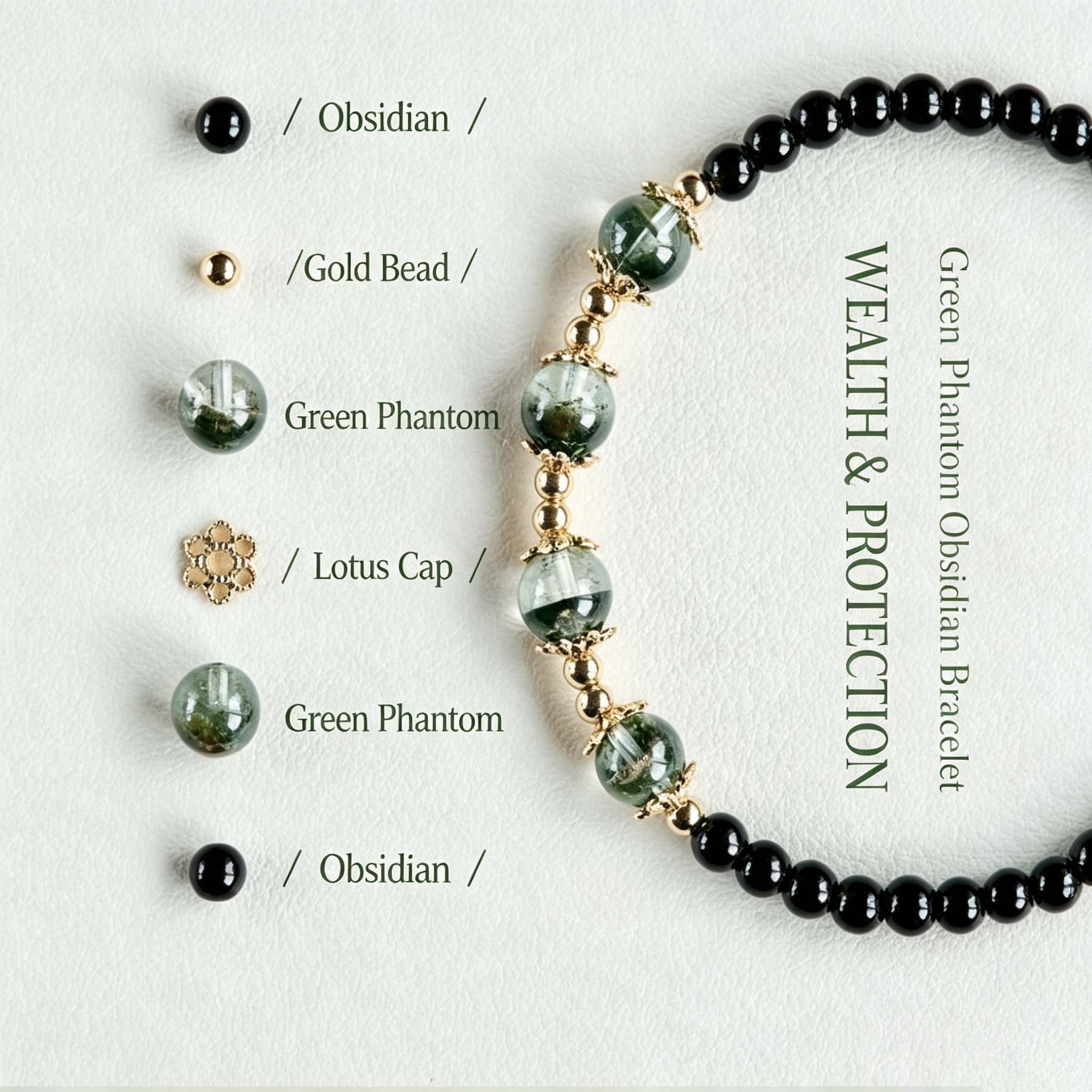 Green Phantom Obsidian Bracelet – Wood Element Wealth & Protection - Image 2