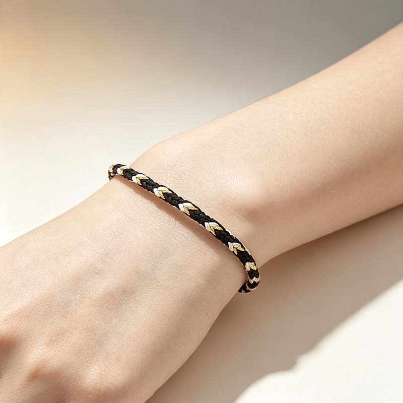 Handmade Water Element Cord Bracelet with Gold & White Accents - Image 2
